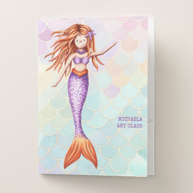 Pastel Purple Girly Mermaid Pocket Folder (Front)