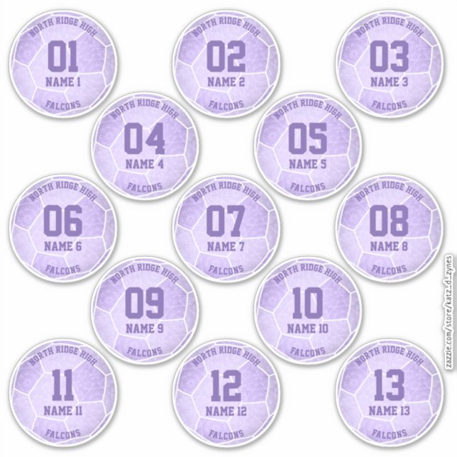pastel purple girly soccer birthday party favors sticker (Front)