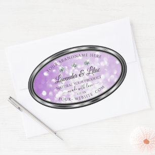 Pastel Purple Glitter Product Labels with Diamonds