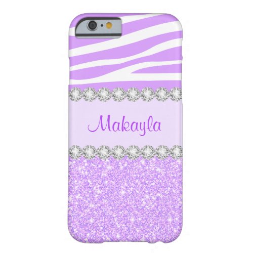 Pastel Purple Glitter Sparkles Zebra iPhone 6 Case