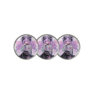 Pastel Purple Gothic Lolita Anime Girl Golf Ball Marker