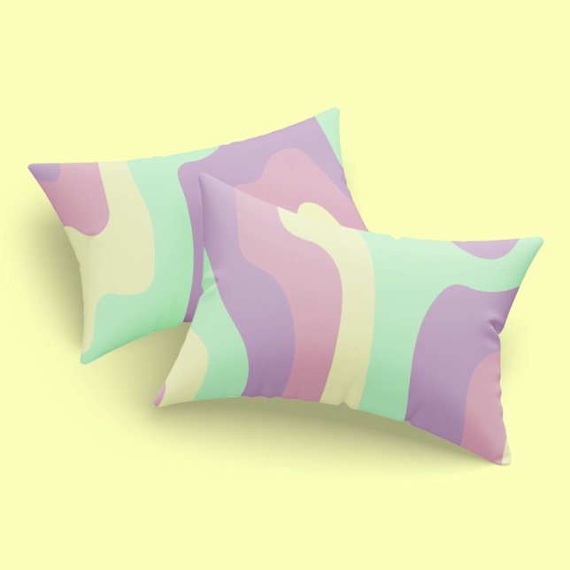 Pastel Purple Green Abstract Wavy Line Pattern Pillow Case (Creator Uploaded)