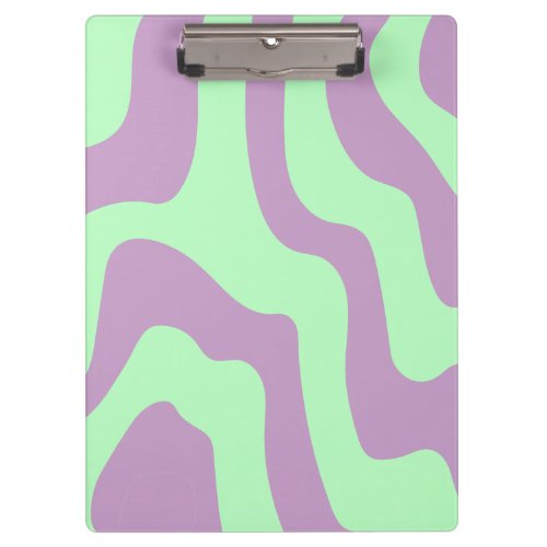 Pastel Purple Green Abstract Wavy Lines Clipboard