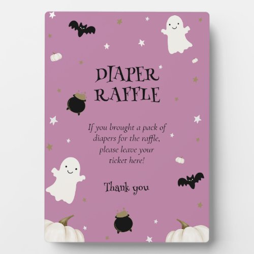 Pastel Purple Halloween Baby Shower Diaper Raffle Plaque