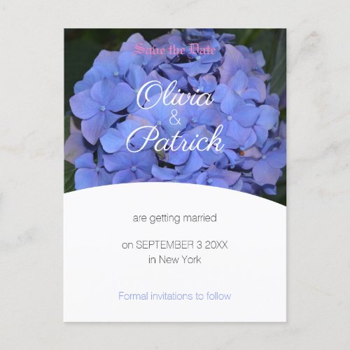 Pastel Purple Hydrangea Wedding Save the Date Invitation Postcard