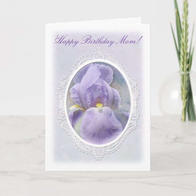 Pastel Purple Iris Birthday Card (Front)