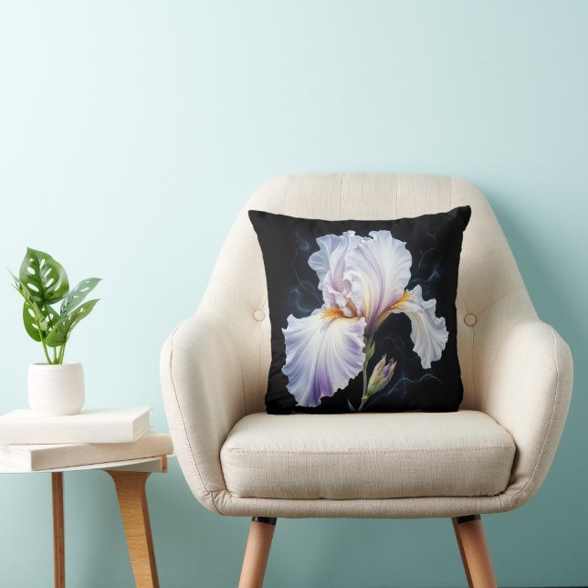 Pastel Purple Iris Blossom Throw Pillow (Chair)
