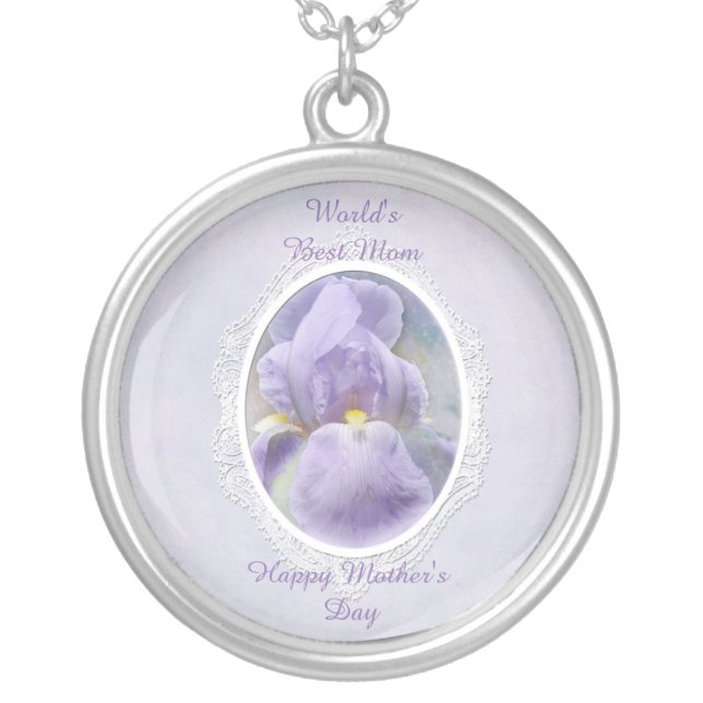 Pastel Purple Iris Mother's Day Necklace (Front)