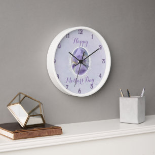 Pastel Purple Iris Mother's Day Round Wall Clock