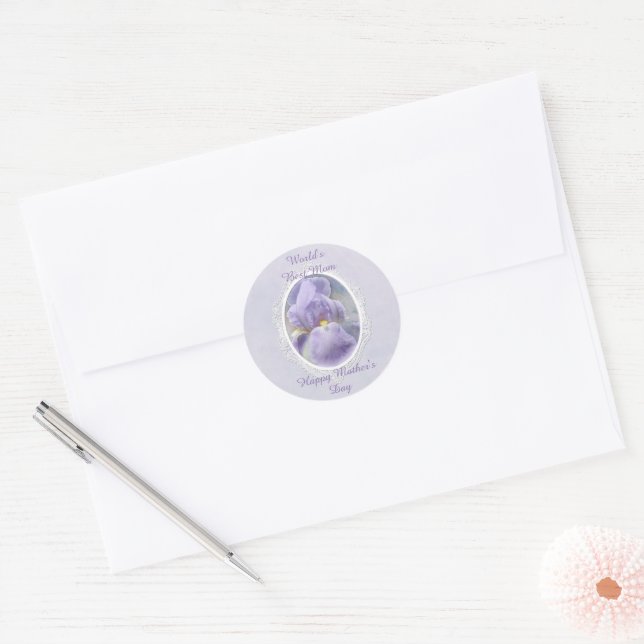 Pastel Purple Iris Mother's Day Sticker (Envelope)
