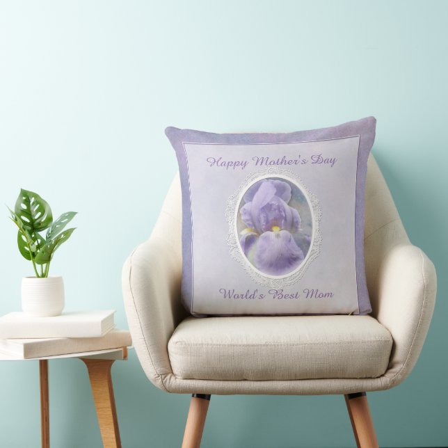 Pastel Purple Iris Mother's Day Throw Pillow (Chair)