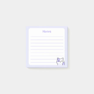 Pastel Purple Kawaii Chibi Kitty Cat Waving Hello Post-it Notes