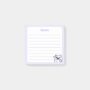 Pastel Purple Kawaii Chibi Laughing Kitty Cat Post-it Notes