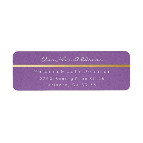 Pastel Purple Kraft White New Adress RSVP Label