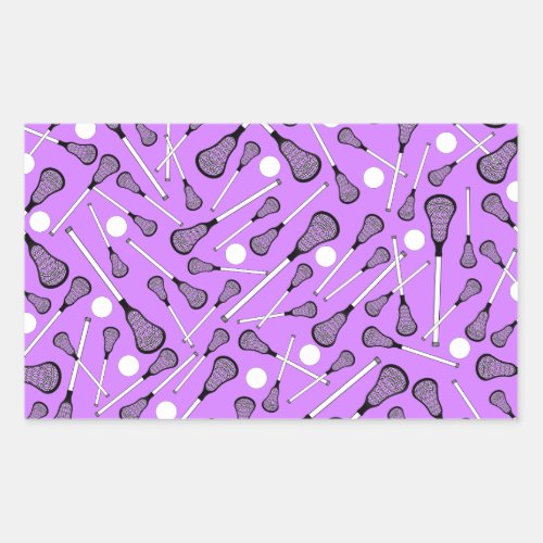 Pastel purple lacrosse sticks pattern rectangular sticker