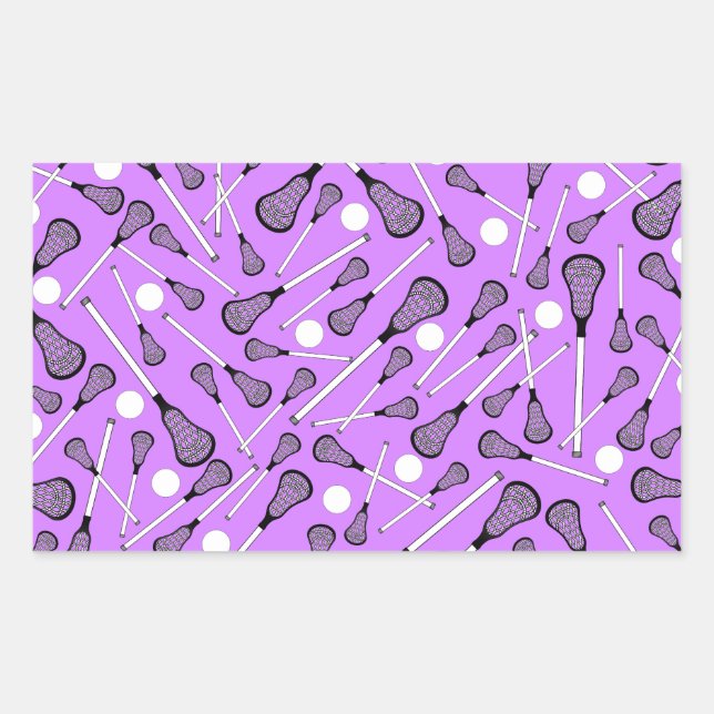 Pastel purple lacrosse sticks pattern rectangular sticker (Front)