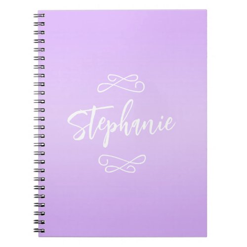 Pastel Purple Lavender Ombre Hand Lettering Look Notebook