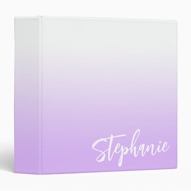 Pastel Purple Lavender Ombre Hand Lettering Style 3 Ring Binder (Front/Spine)