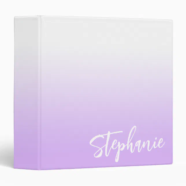 Pastel Purple Lavender Ombre Hand Lettering Style 3 Ring Binder | Zazzle