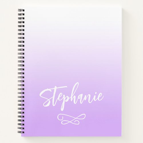 Pastel Purple Lavender Ombre Hand Lettering Style Notebook