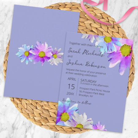 Pastel Purple Lavender Watercolor Blossoms Wedding