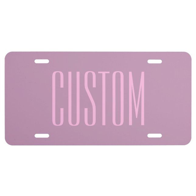 Pastel Purple & Light Pink | Modern Editable Text License Plate (Front)