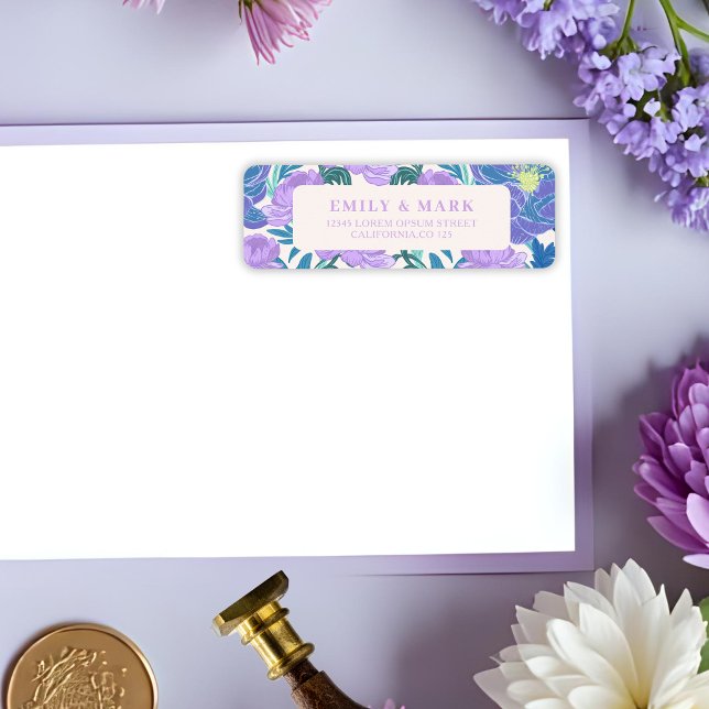 Pastel Purple Lilac Floral Wedding Return Address Label (Creator Uploaded)