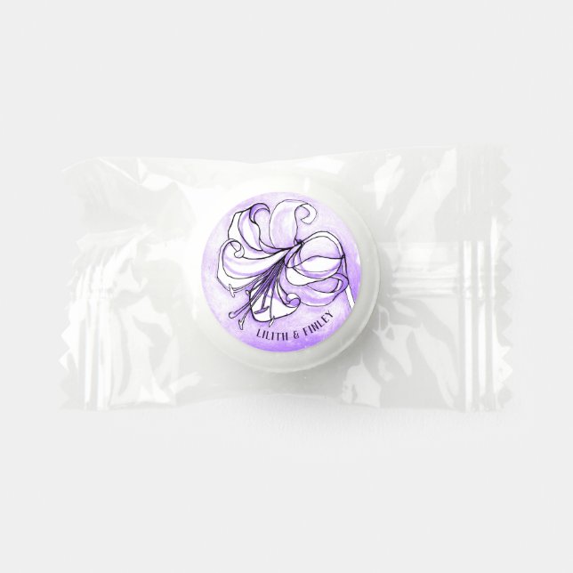 Pastel Purple Lily Elegant Boho Custom Wedding Her Life Saver® Mints (Front)