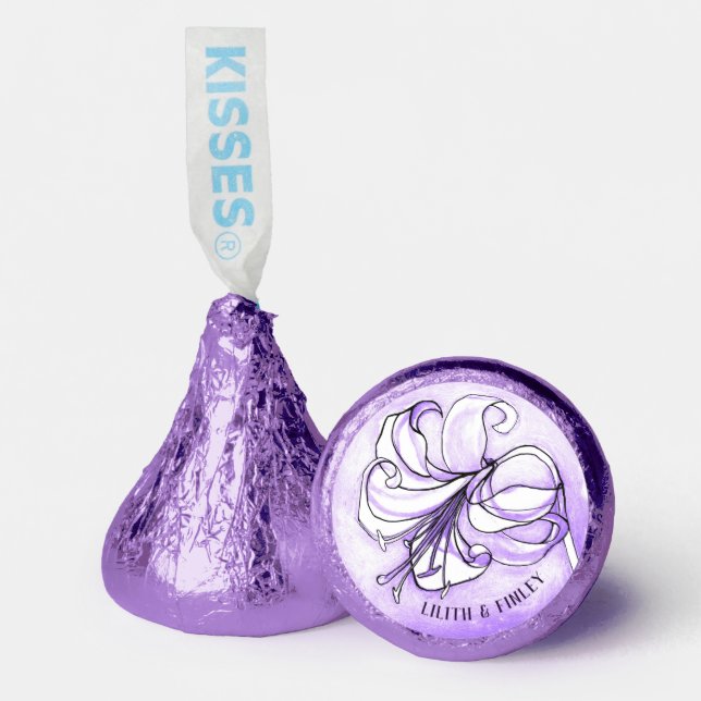 Pastel Purple Lily Elegant Boho Custom Wedding Hershey®'s Kisses® (Front)
