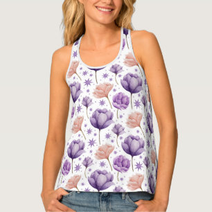 Pastel Purple Lotus and Starry Tank Top