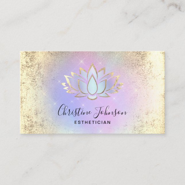 pastel purple lotus logo business card (Front)