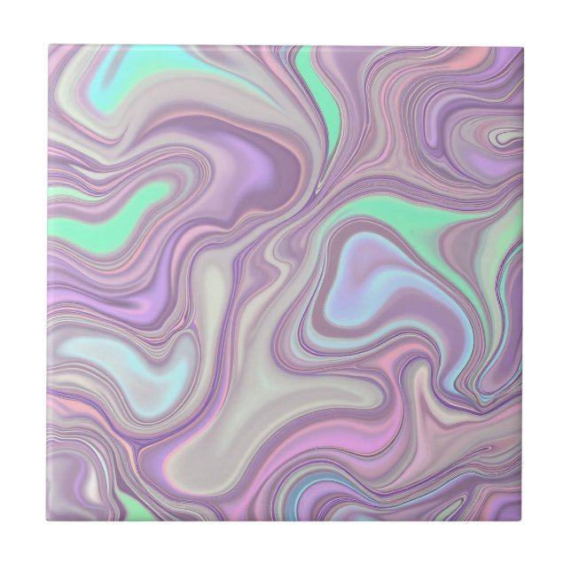 Pastel Purple Marble Swirl Pattern Ceramic Tile (Front)
