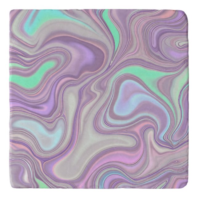 Pastel Purple Marble Swirl Pattern Trivet (Front)