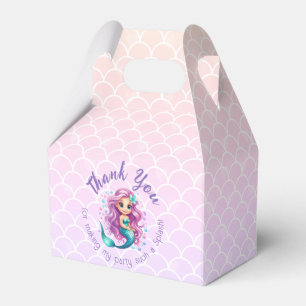 Pastel Purple Mermaid Watercolor Thank You Favor Boxes