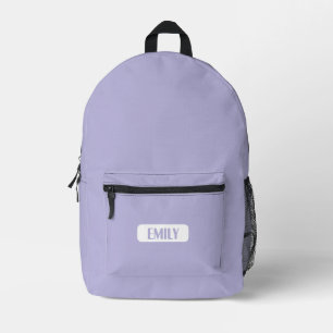 Pastel Purple Minimalist Backpack with Custom Nam