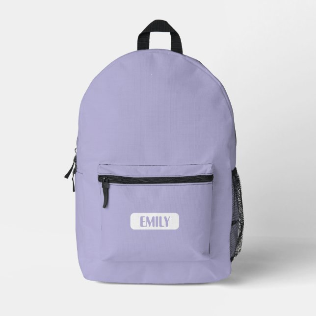  Pastel Purple Minimalist Backpack with Custom Nam (Front)