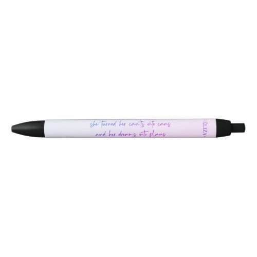 Pastel purple motivational quote name black ink pen