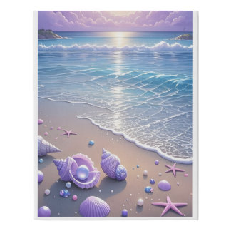 Pastel Purple Ocean Sunset Beach Canvas Print