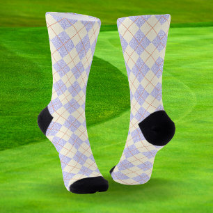 Pastel Purple On Yellow Diamonds Argyle Pattern Socks