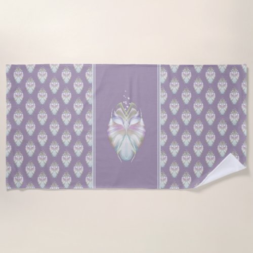 Pastel Purple Oracle Owl Beach Towel