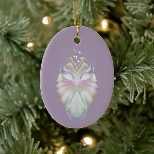Pastel Purple Oracle Owl Ceramic Ornament
