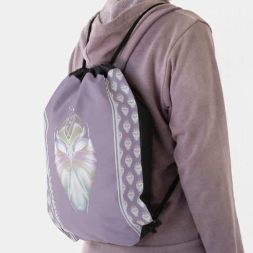 Pastel Purple Oracle Owl Drawstring Bag