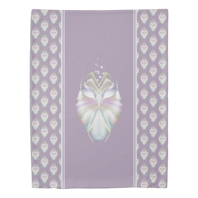 Pastel Purple Oracle Owl Duvet Cover (Front)