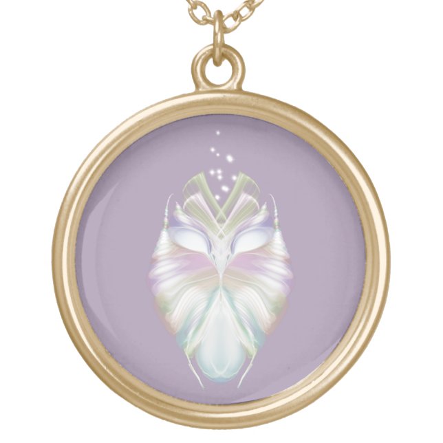 Pastel Purple Oracle Owl Gold Plated Necklace (Front)