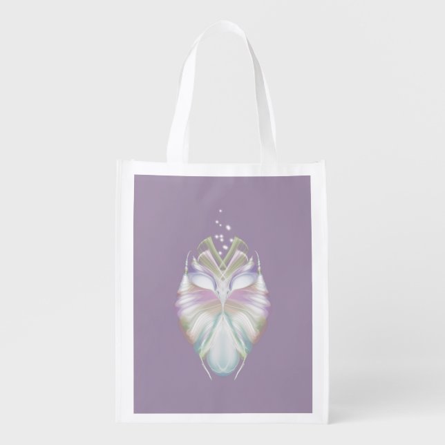 Pastel Purple Oracle Owl Grocery Bag (Front)
