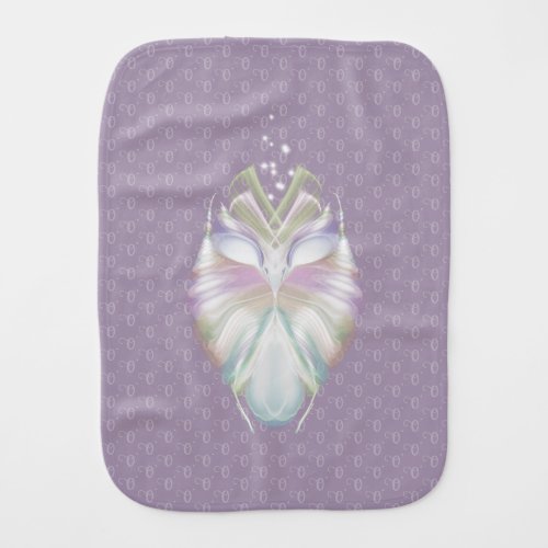 Pastel Purple Oracle Owl Monogram Baby Burp Cloth