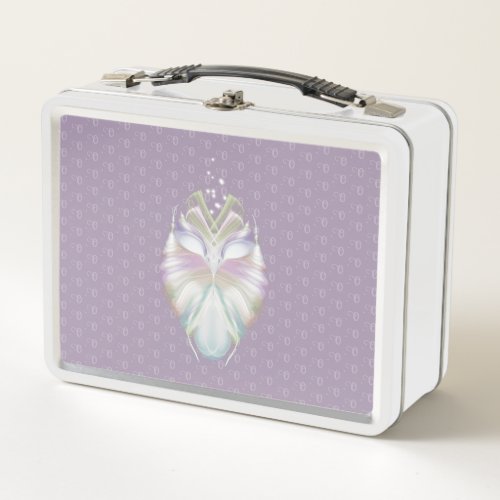 Pastel Purple Oracle Owl Monogram Metal Lunch Box