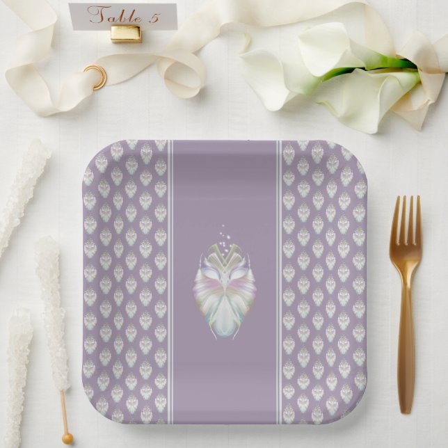 Pastel Purple Oracle Owl Paper Plates (Wedding)