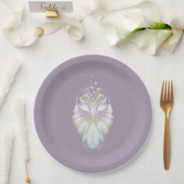 Pastel Purple Oracle Owl Paper Plates (Wedding)