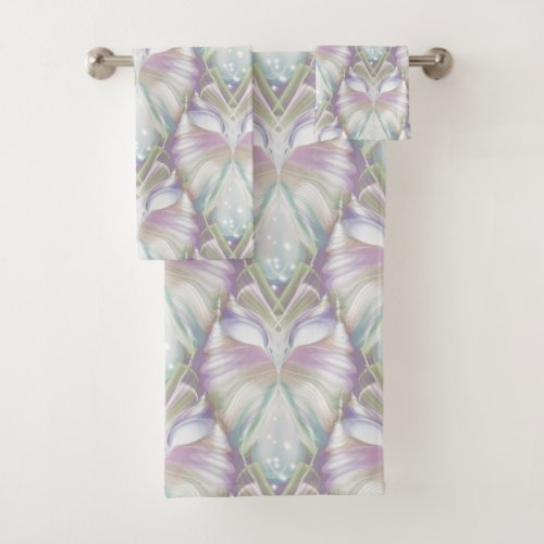 Pastel Purple Oracle Owl Pattern Bath Towel Set